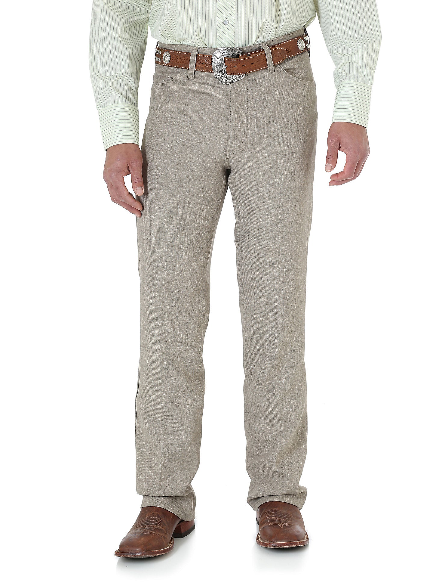 Wrangler® Men's Wrancher® Western Dress Pants - Solid Black / Brown / Grey  / Birch