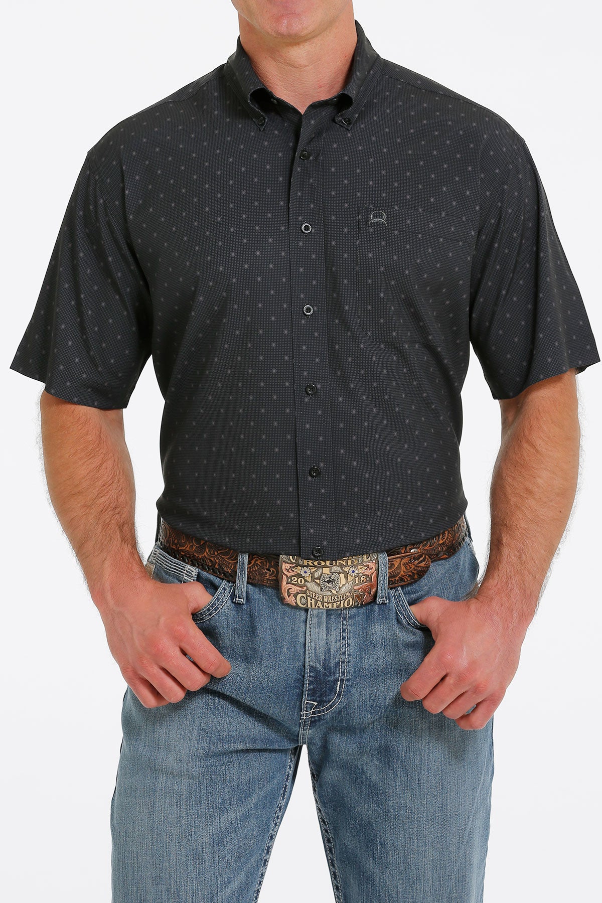 Cinch® Men\'s Black Arena Flex Western & Western – Boot Shirt Wear Sleeve Solano\'s Short Button Front