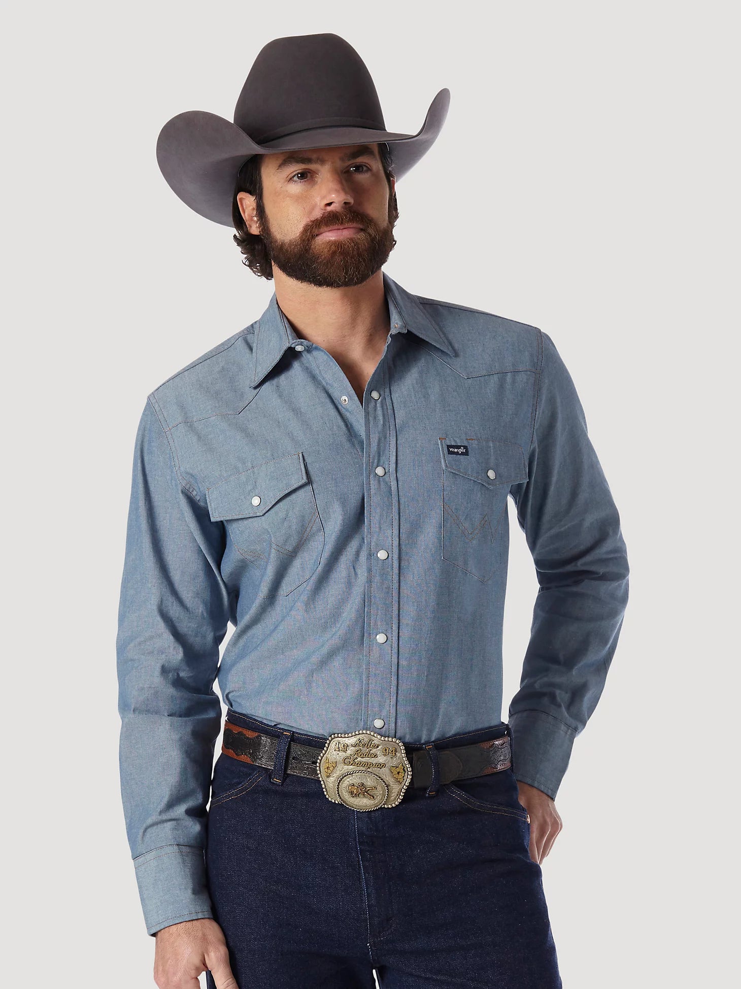 Stetson Long Sleeve Clean Finish Denim Western Shirt - Blue - Men's Western  Shirts