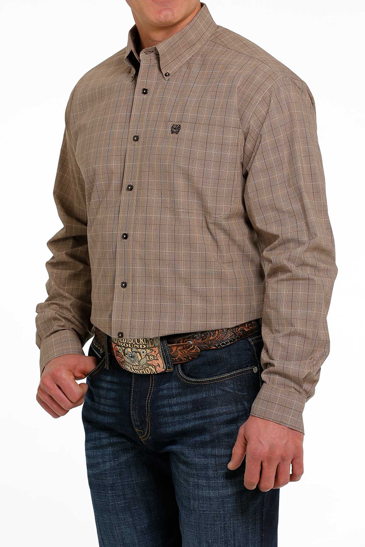 Cinch Men's Medallion Blue/Cream Long Sleeve Button Down Western Shirt MTW1105511 | Size Medium