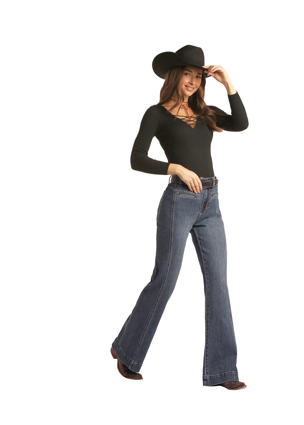 Women Jeans Mid Waisted Bell Bottom Jeans