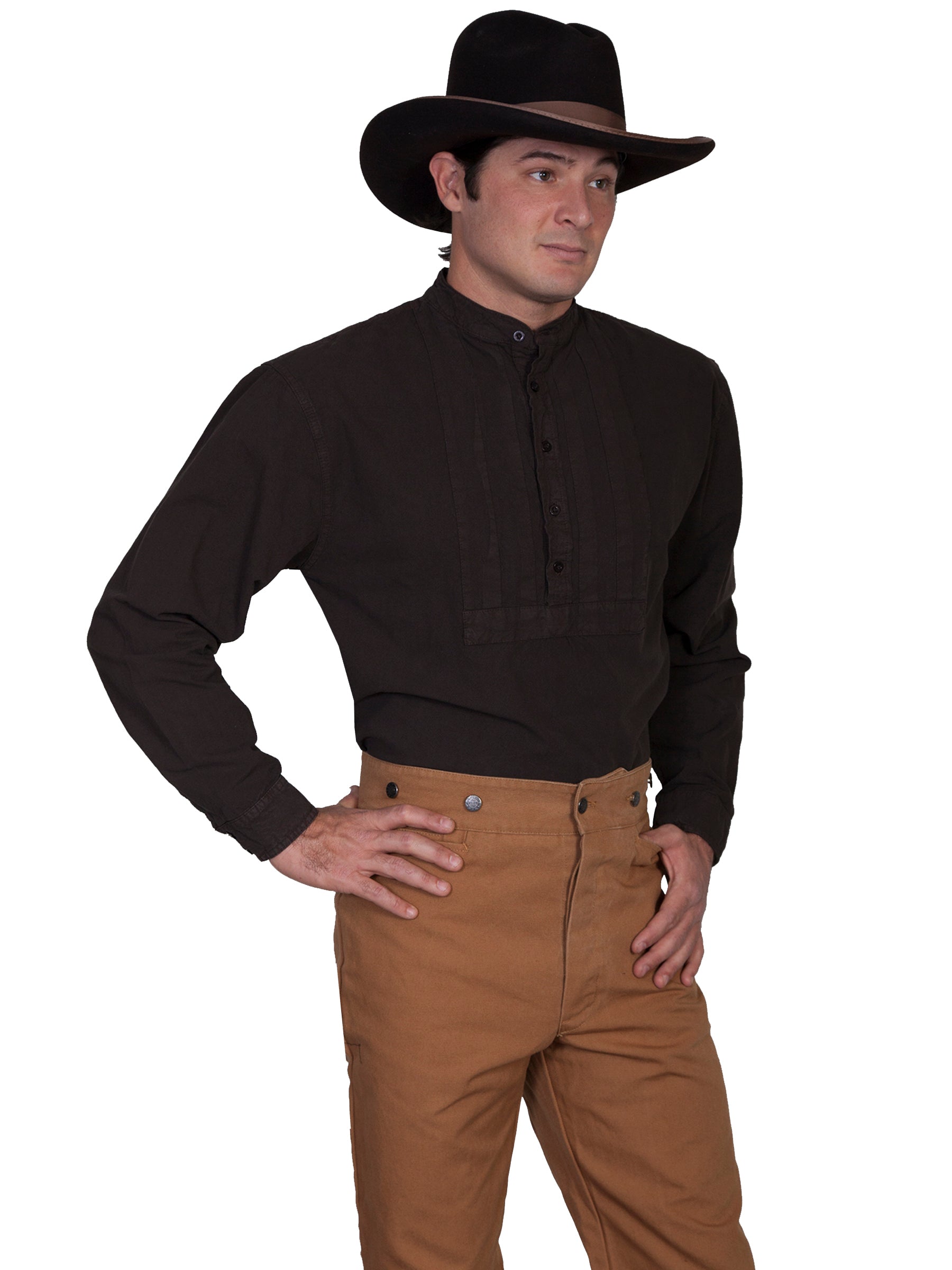 Western banded collar clearance shirts