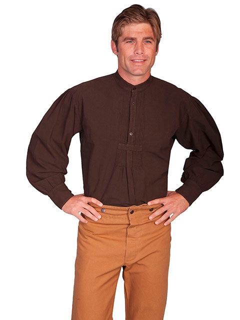 Scully® Men's Chocolate Pleated Long Sleeve Button Front Pullover Old West Shirt