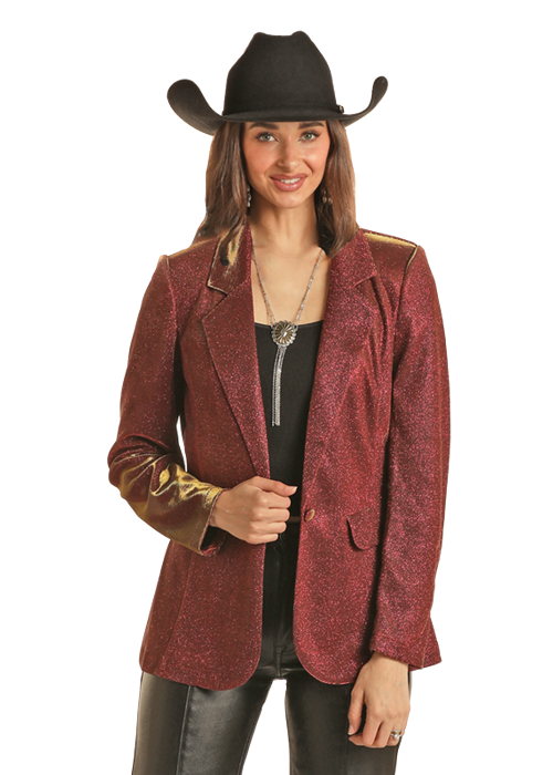 Panhandle Slim® Women's Burgundy Rock N Roll Cowgirl Iridescent Blazer