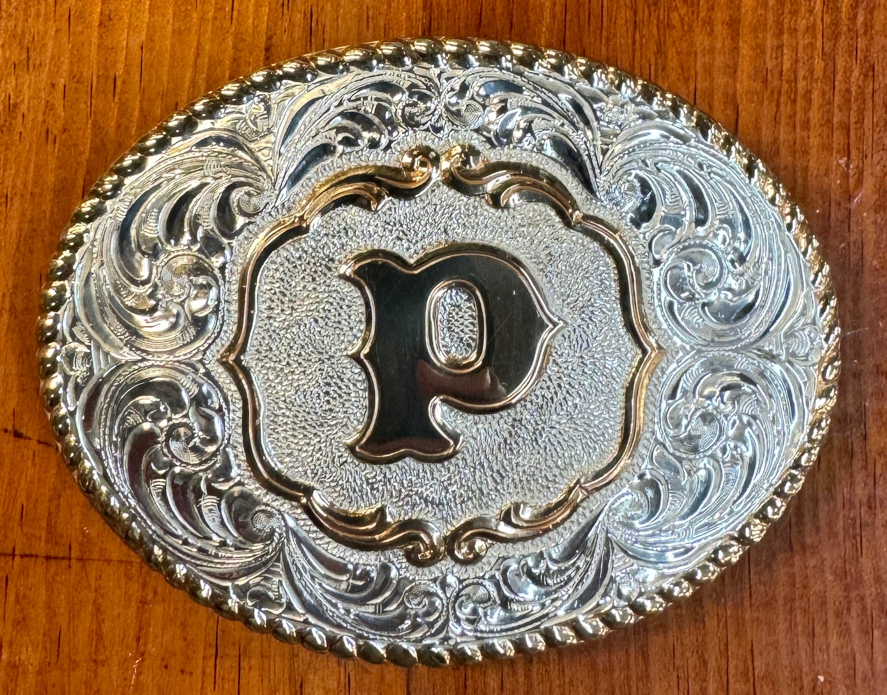 Vintage Metal Belt Buckle, Letter P, Crumrine, Country and selling Western, Cowboy