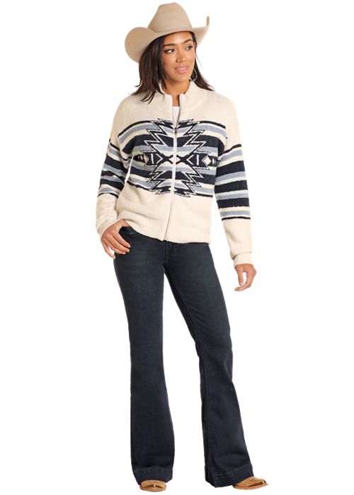 Panhandle Slim® Women's Aztec Print Zip Front Sweater Jacket