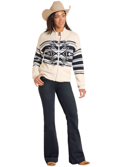 Panhandle Slim® Women's Aztec Print Zip Front Sweater Jacket