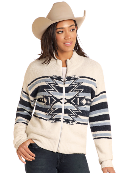 Panhandle Slim® Women's Aztec Print Zip Front Sweater Jacket