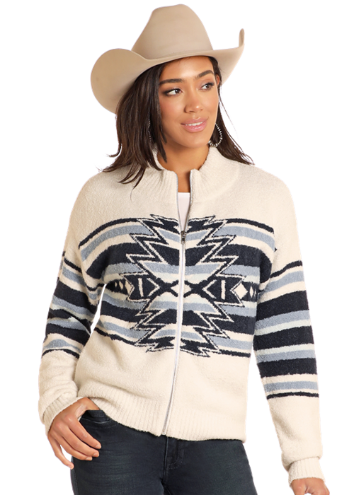 Panhandle Slim® Women's Aztec Print Zip Front Sweater Jacket