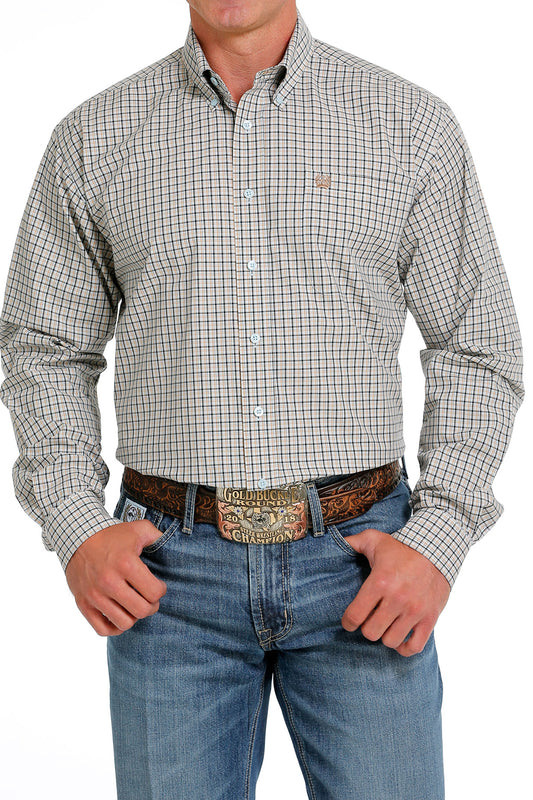 Cinch® Men's Blue Plaid Long Sleeve Button Front Western Shirt