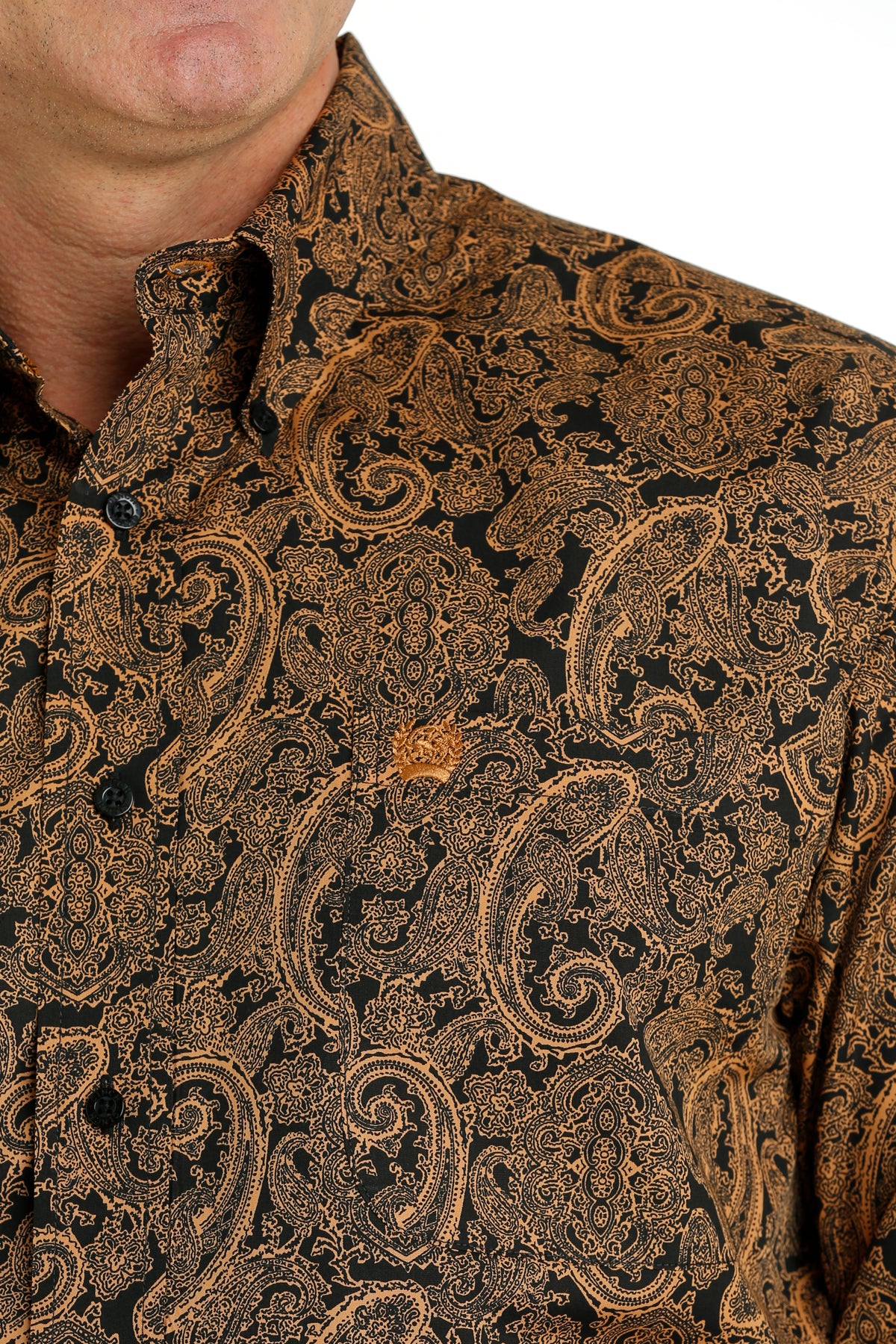 Brown fashion Paisley Print Long Sleeve Shirt