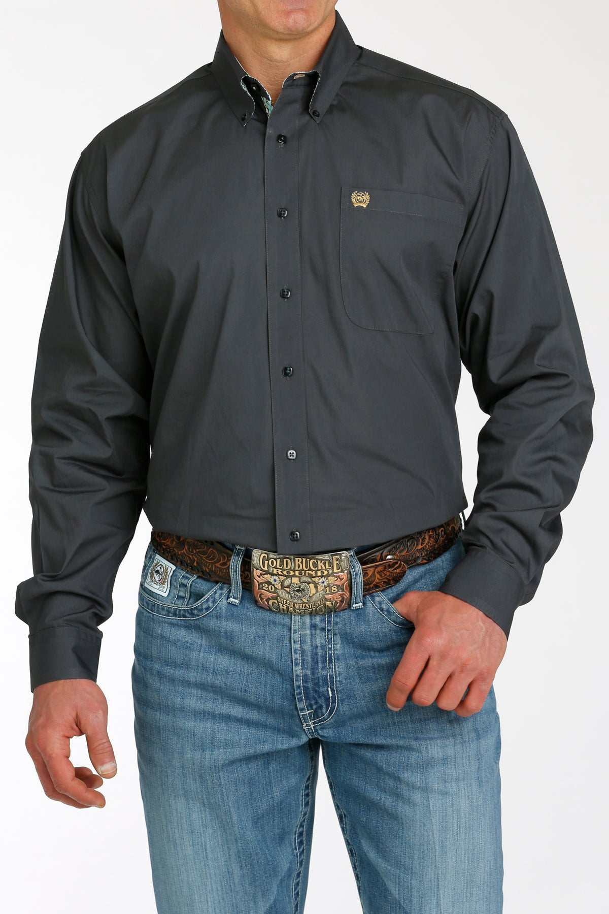 Cinch® Men's Solid Charcoal Long Sleeve Button Front Western Shirt