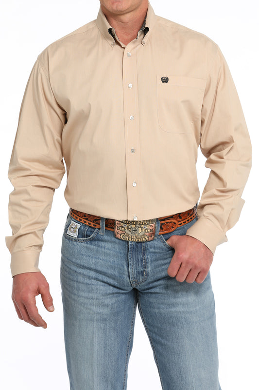 Cinch® Men's Solid Beige Long Sleeve Button Front Western Shirt