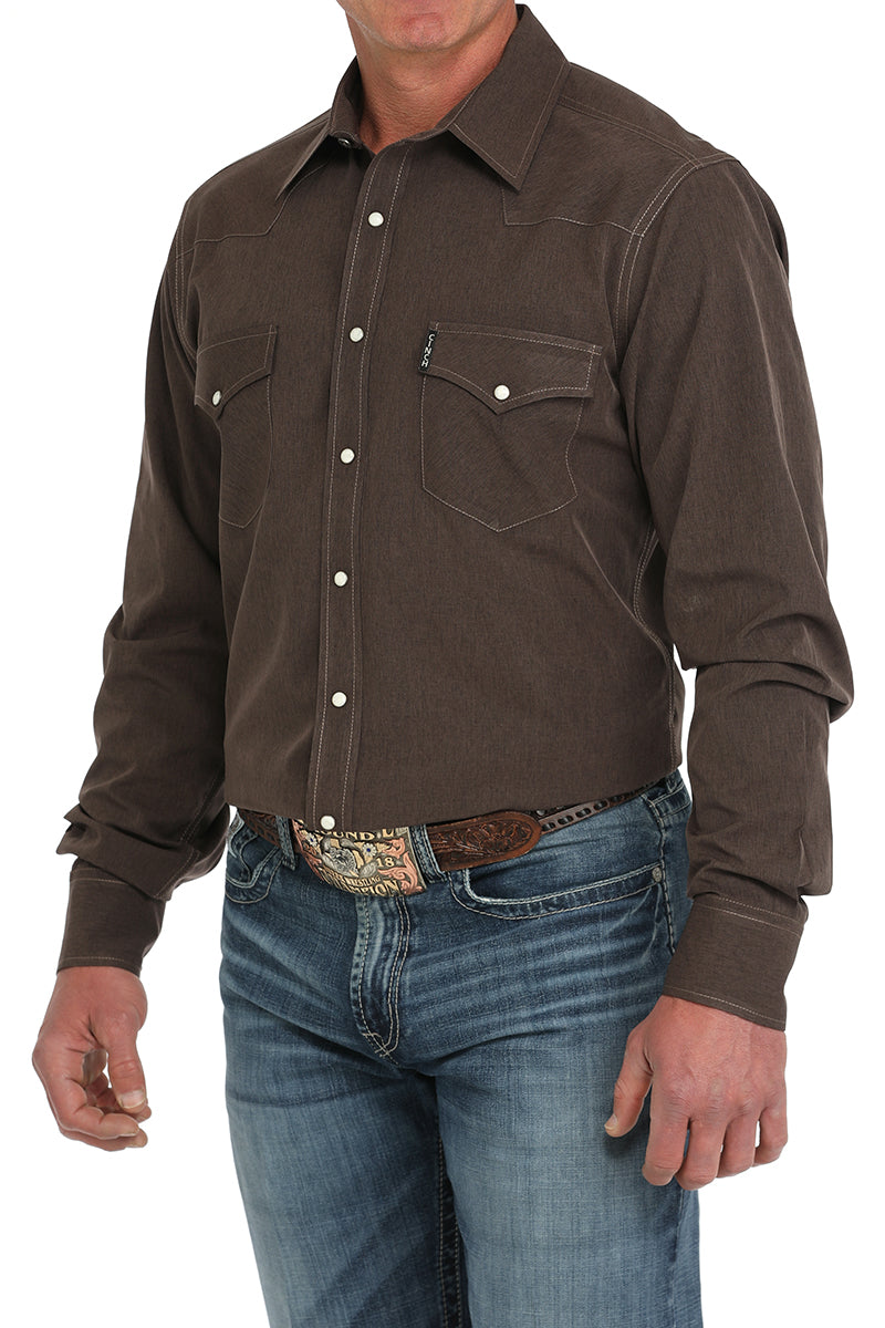 Cinch® Men's Solid Brown Modern Long Sleeve Snap Front Western Shirt