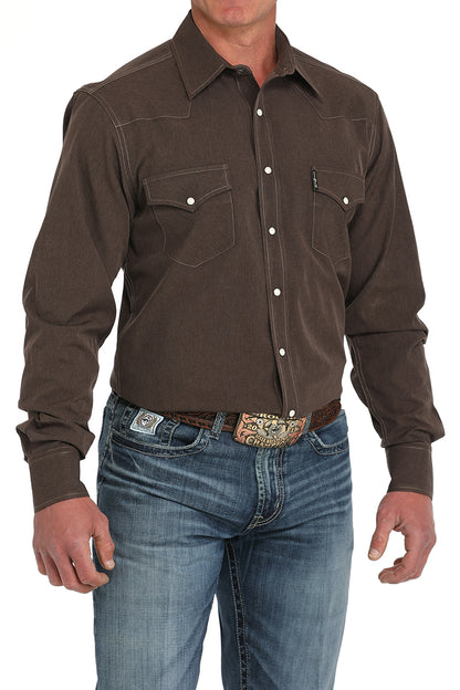 Cinch® Men's Solid Brown Modern Long Sleeve Snap Front Western Shirt