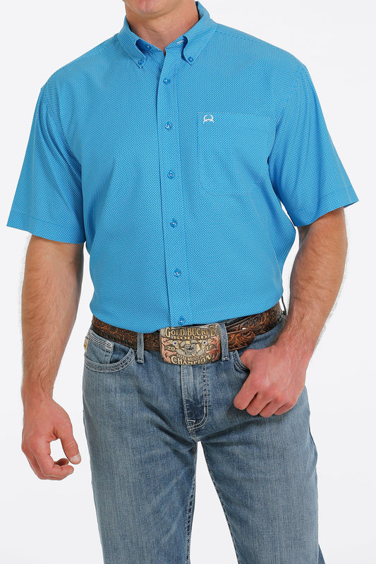 Cinch® Men's Blue Arena Flex Short Sleeve Botton Front Western Shirt