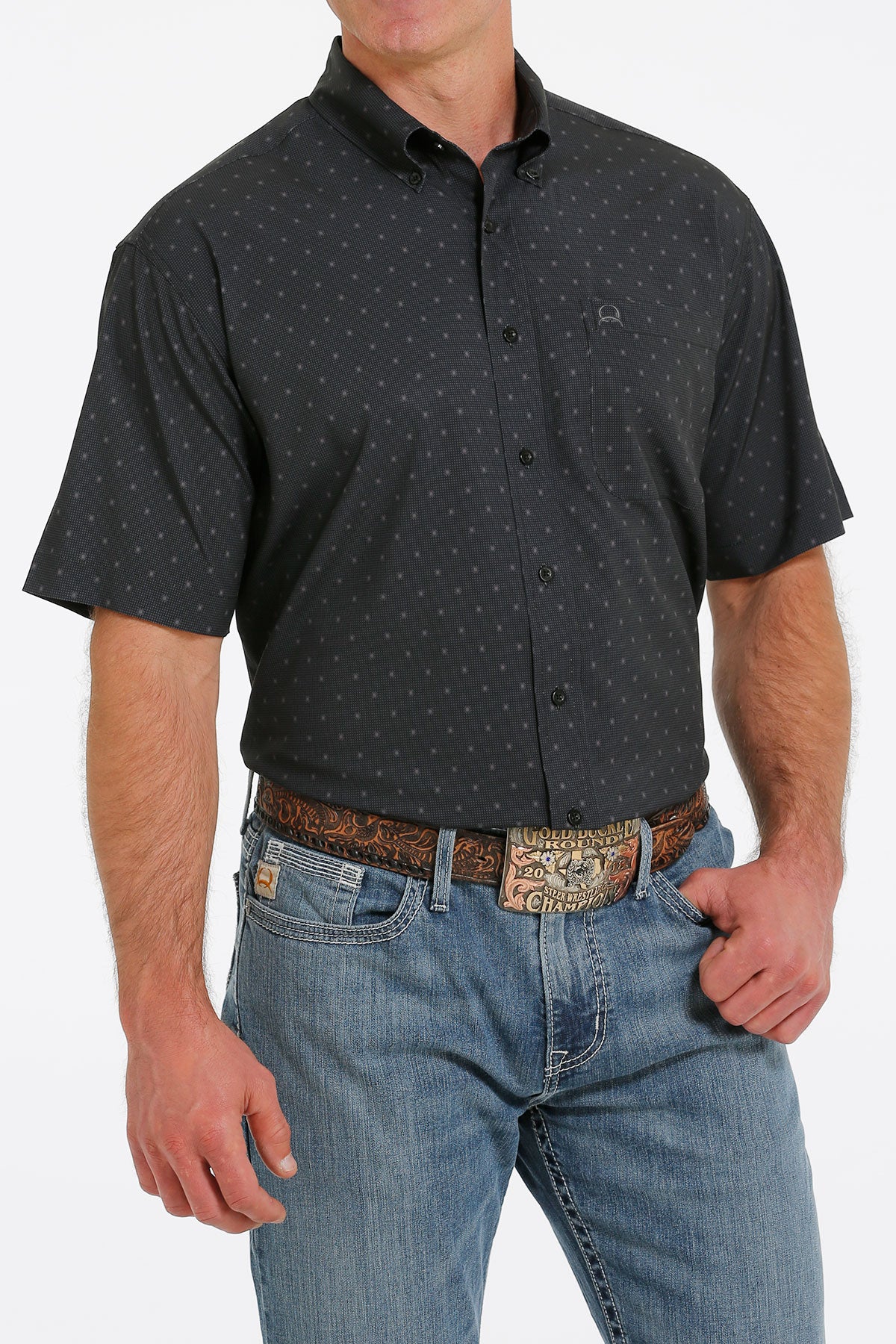 Cinch® Men\'s Sleeve Black Arena Wear Boot Short Shirt Button Western Flex & – Solano\'s Western Front