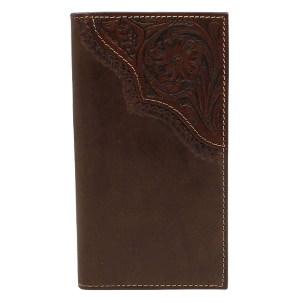 Nocona® Men's Brown Floral Tooled Corner Rodeo Wallet