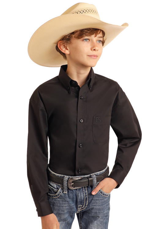 Panhandle Slim® Boys Solid Long Sleeve Button Front Shirt