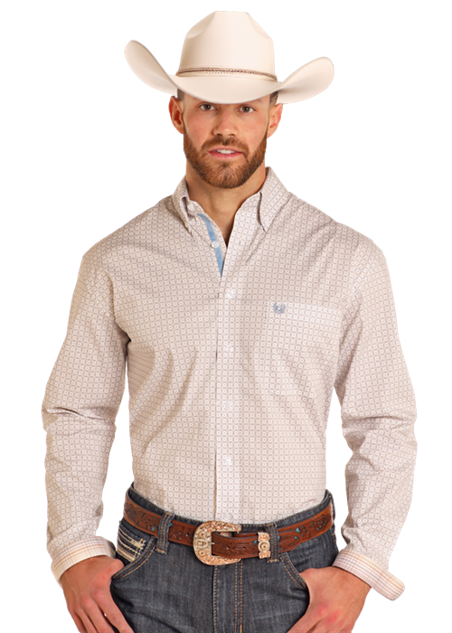 Panhandle Slim® Men's Taupe Long Sleeve Button Front Western Shirt