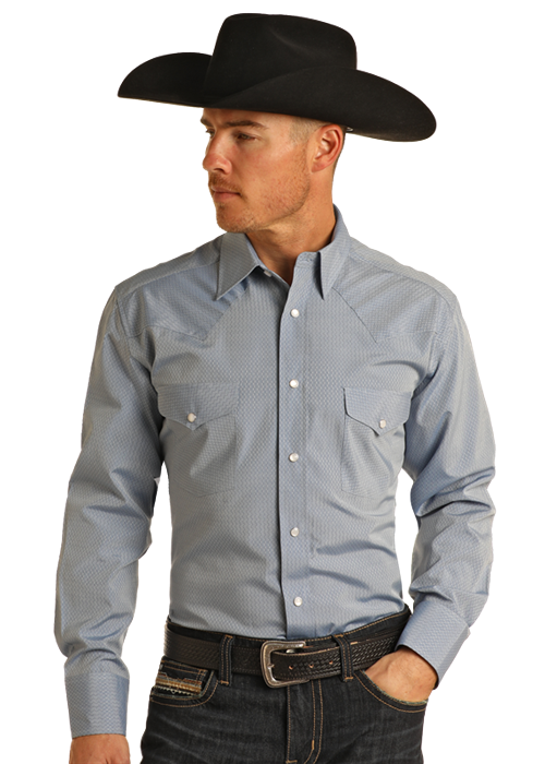 Panhandle Slim® Men's Sky Blue Satin Long Sleeve Snap Front Western Shirt