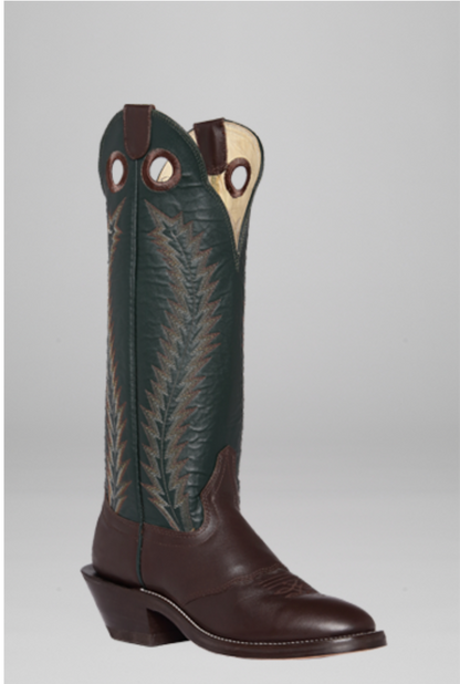 Hondo® Buckaroo Forest Green & Chocolate Full Grain Leather Tall Top Cowboy Boots