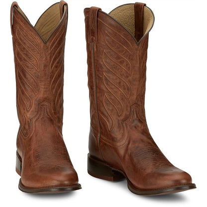 Tony Lama Men's RIch Mahogany Wide Round Toe Cowboy Boots