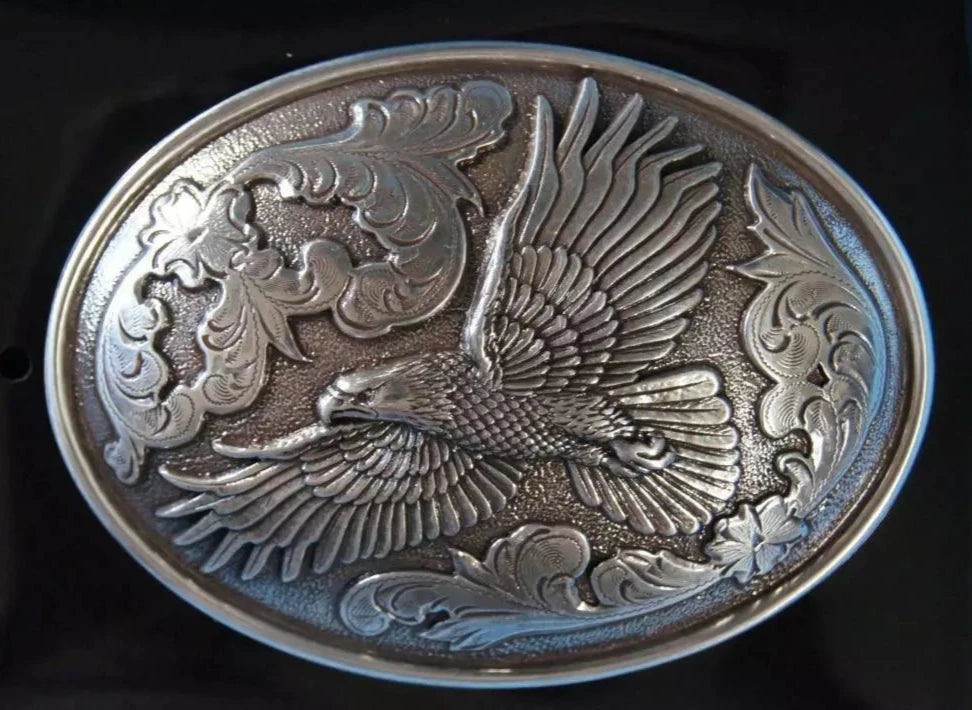 Nocona® Silver Flying Eagle Oval Western Belt Buckle