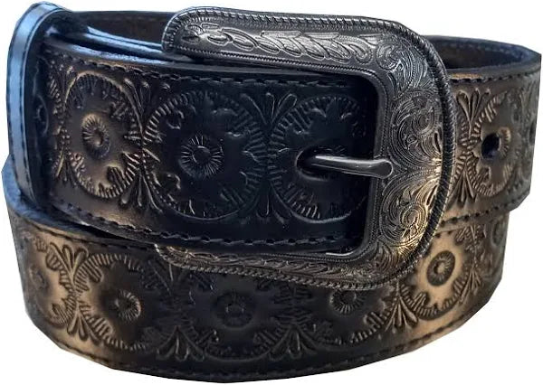 Heritage Leathers® Women's Daisy Embossed Full Grain Leather Western Belt