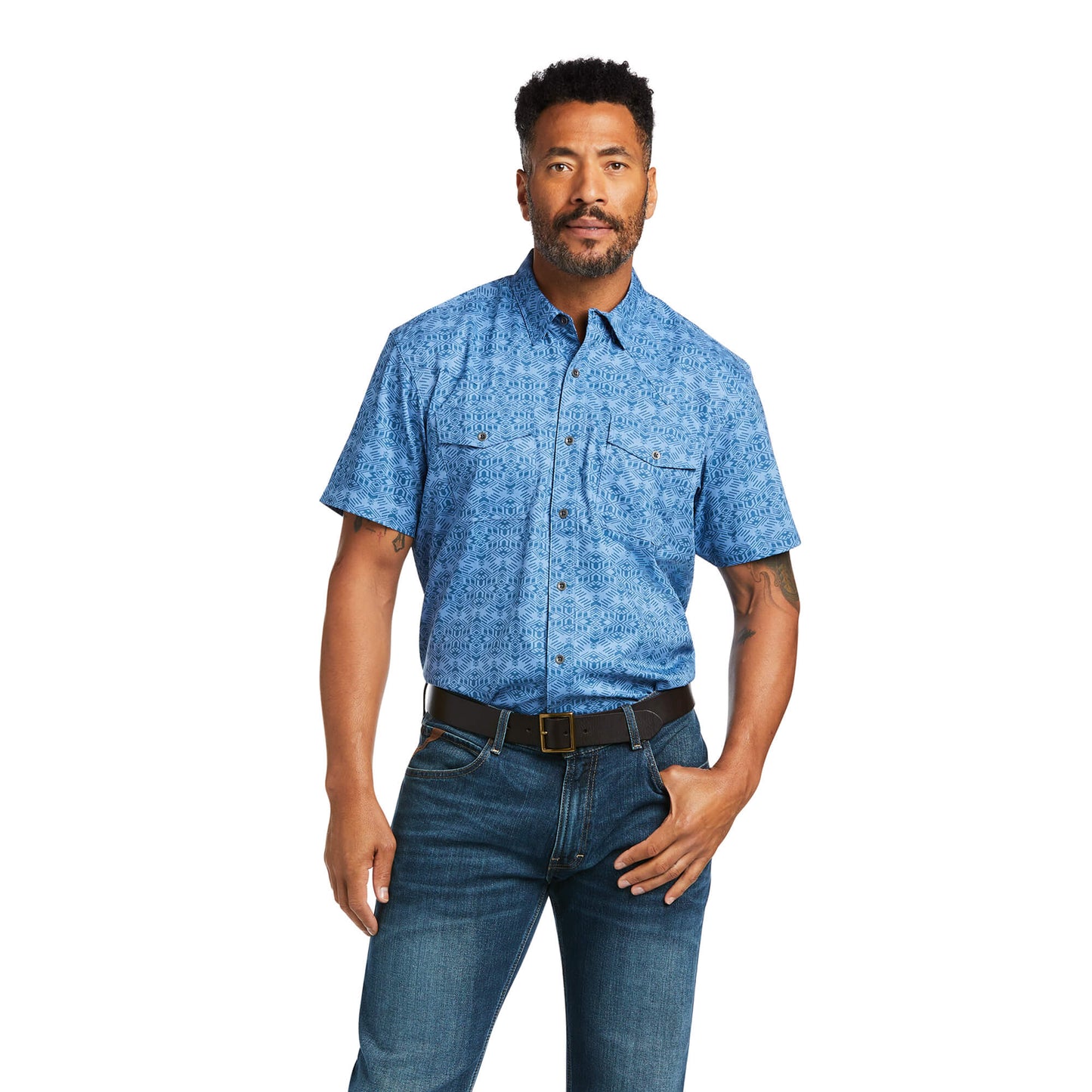 Ariat® Men's AriatTEK® Southwest Print Short Sleeve Button Front Western Shirt