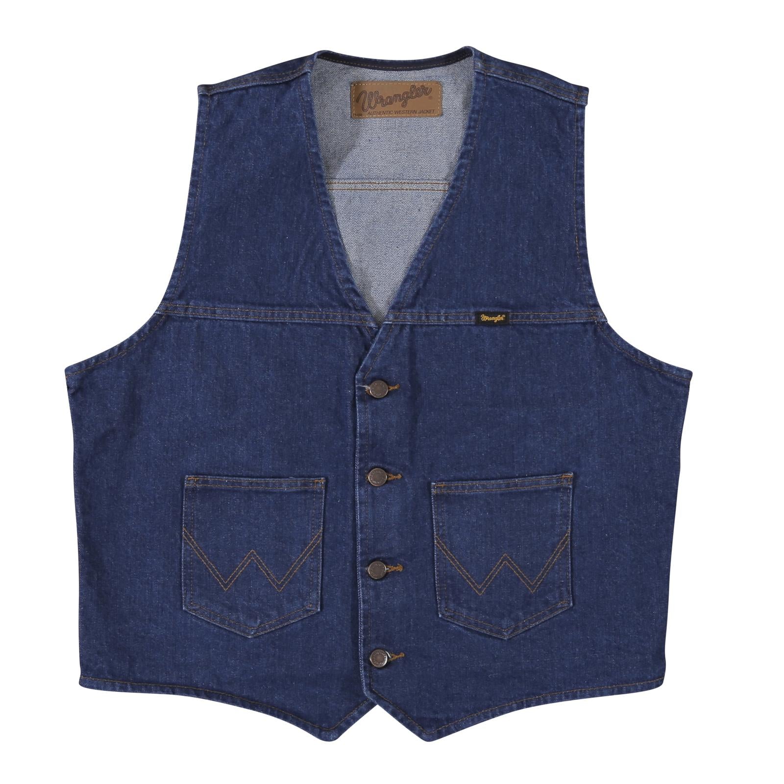 Wrangler® Men's Traditional Unlined Button Front Western Denim Vest ...