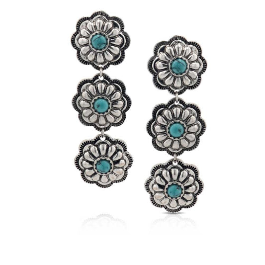 Montana Silversmiths® Women's Triple Bloom Conchos Turquoise Attitude Earrings