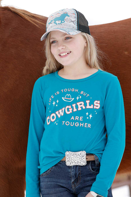 Cruel Girl® Girls Tough Cowgirls Screen Print Long Sleeve Tee Shirt