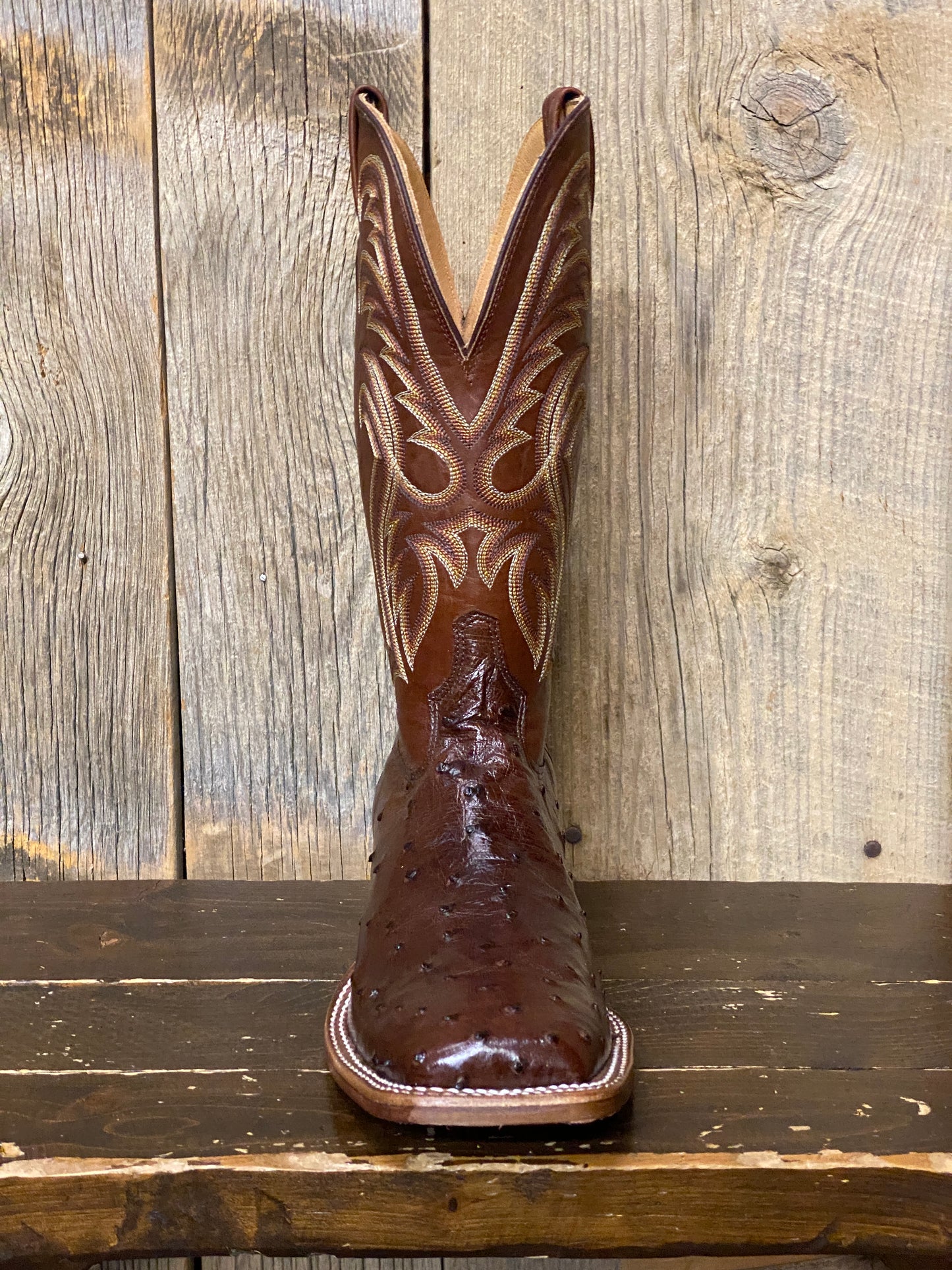 Tony Lama Men's Exotic Cognac Vintage Full Quill Ostrich Boots