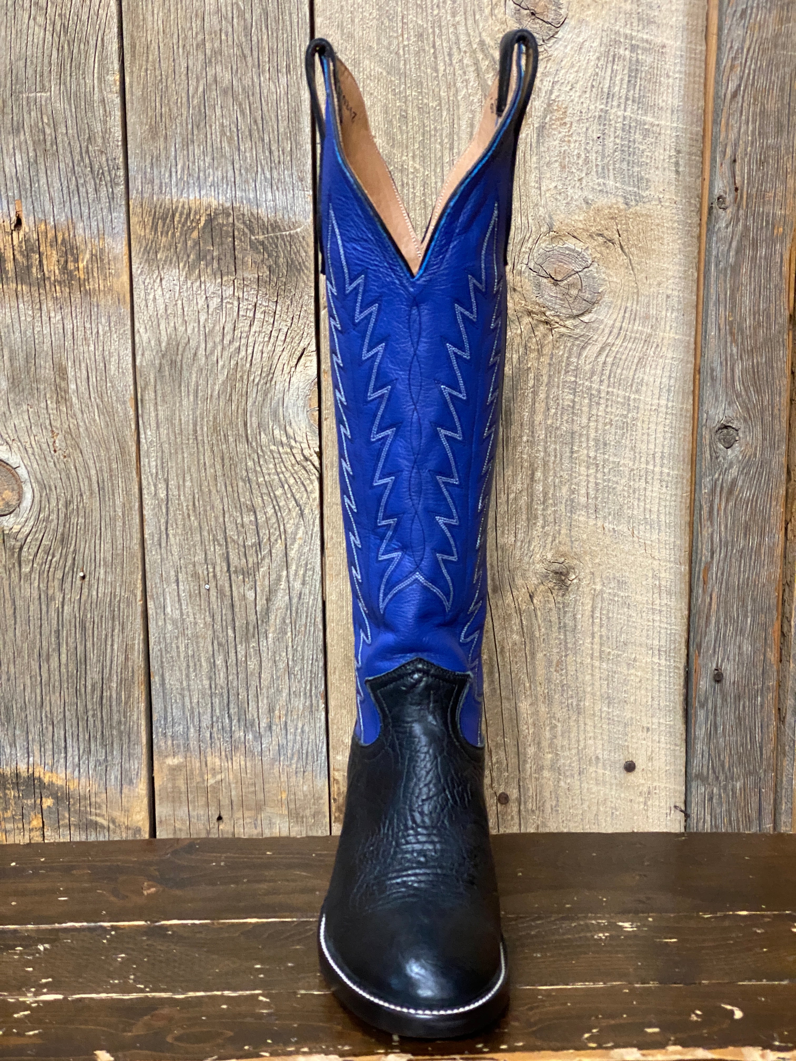 Blue leather hot sale cowboy boots