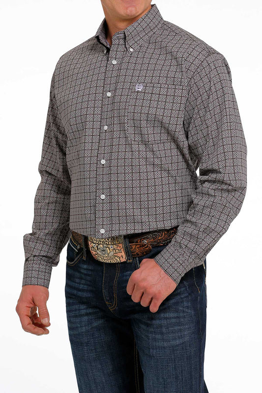 Cinch® Men's Grey Geo Print Long Sleeve Button Front Western Shirt