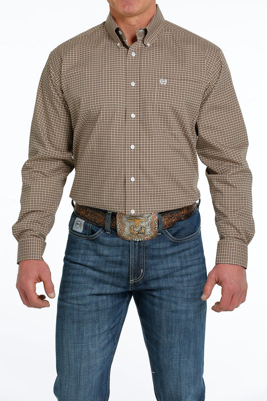 Cinch® Men's Brown Geo Print Long Sleeve Button Front Western Shirt