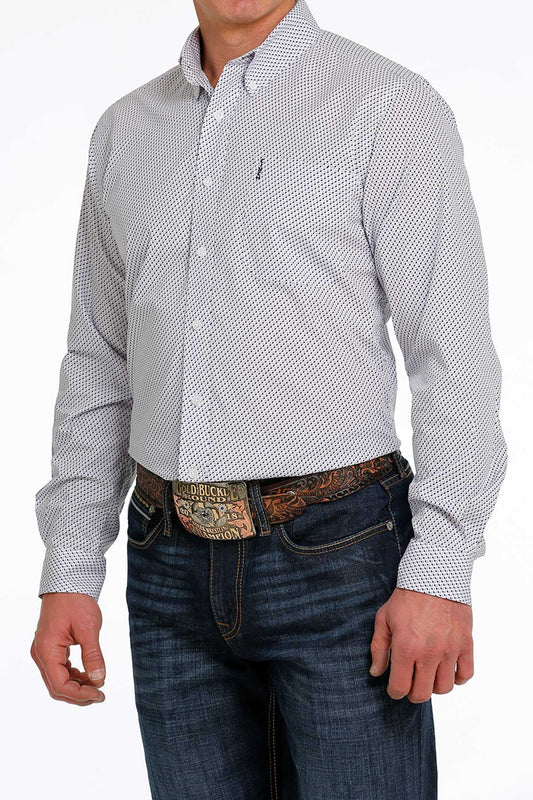 Cinch® Men's White Geo Print Long Sleeve Button Front Western Shirt